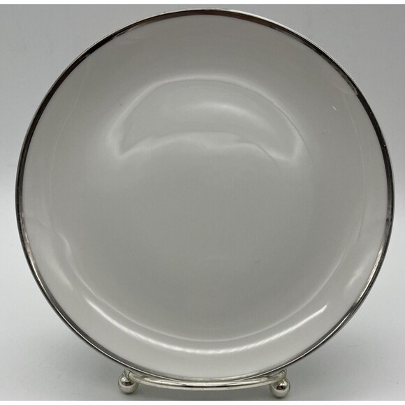 harmony house Moderne fine china Japan Desert Appetizer Plate White Silver Rim - Picture 1 of 5